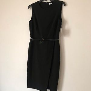 Calvin Klein Belted Dress w Asymmetrical Slit
